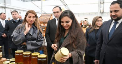 Leyla Əliyeva və Arzu Əliyeva arıçılıq məhsullarının sərgi-satış yarmarkasını ziyarət ediblər